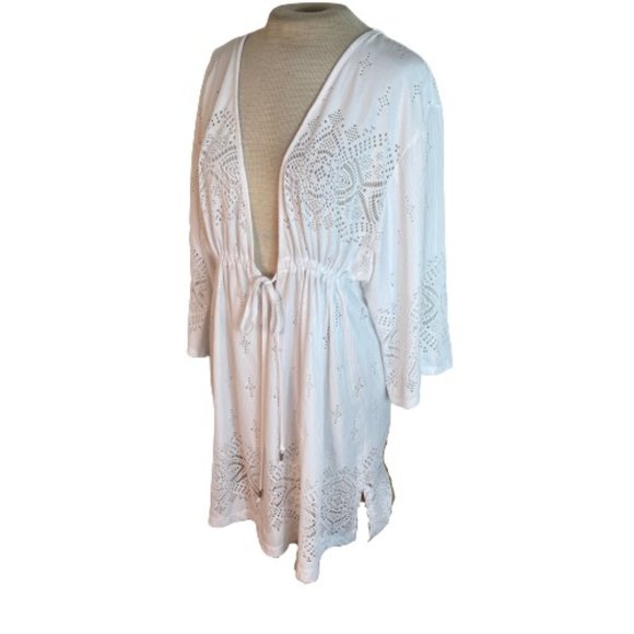 Unbranded Other - Laser Cutout Swim Coverup White L Large